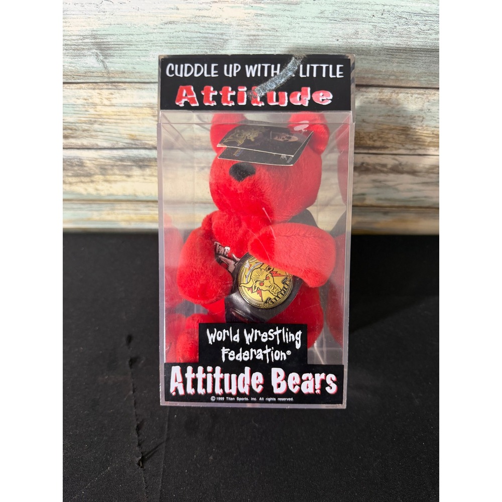 WWF Attitude Bear The Rock OS Red Excellent 1999 The Peoples Champion Plush